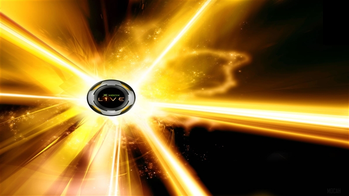 Xbox Live logo with abstract golden light explosion 4K