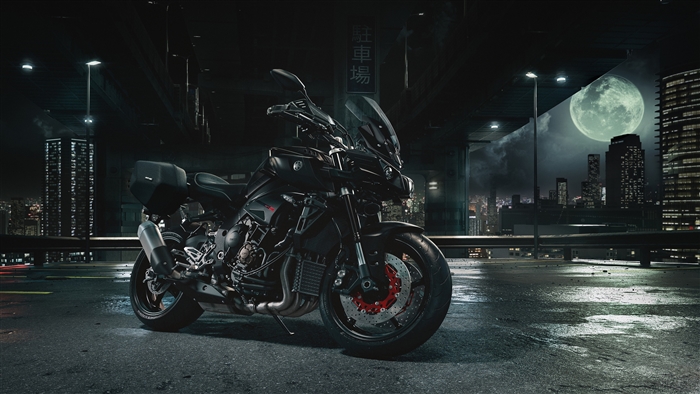 2017 Yamaha MT-10 motorcycle in a city at night