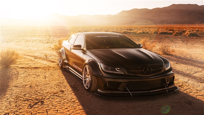 Black Mercedes C-Class Coupe on Ferrada Wheels 4K