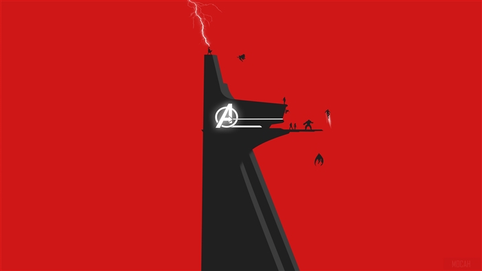 Avengers Tower with Lightning and Superheroes 4K