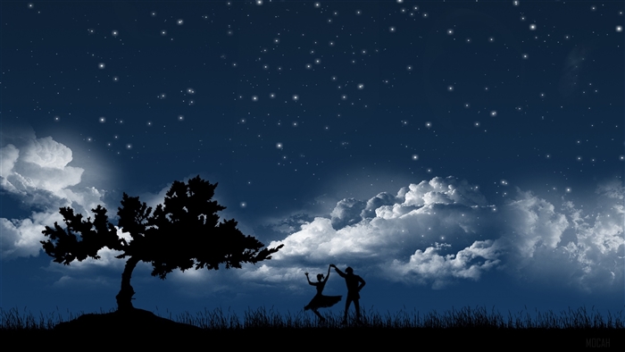 Couple Dancing Under Starry Night Sky 4K