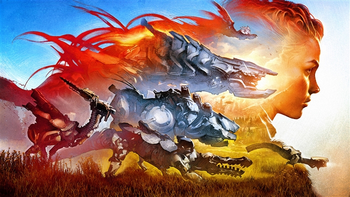 Aloy and robotic creatures from Horizon Zero Dawn 4K