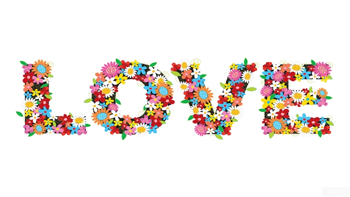 Love word made of flowers 4K