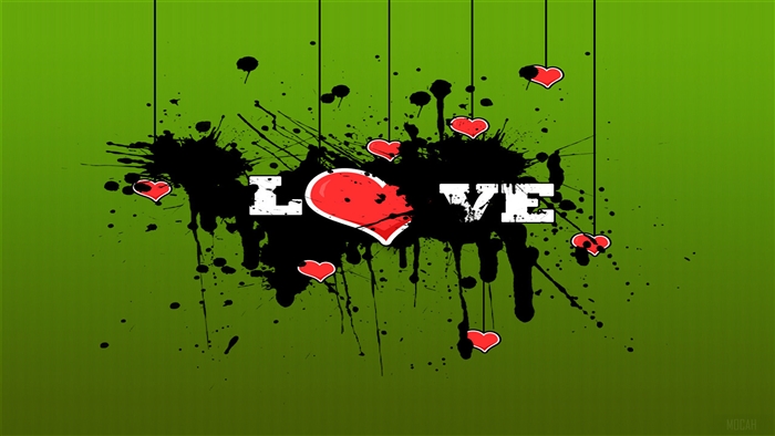 Love hearts with black ink splatters 4K