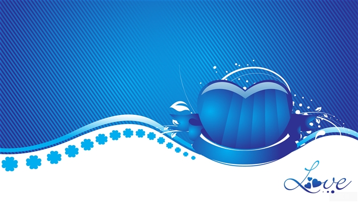 Blue Heart Love Design 4K