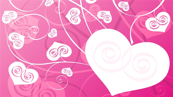 Pink Hearts and Swirls Design 4K