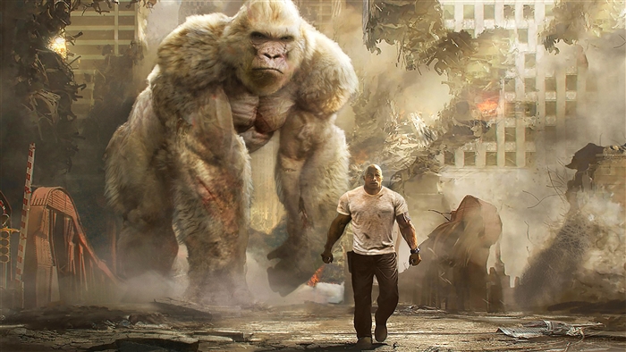George the Gorilla and Dwayne Johnson in Rampage 4K