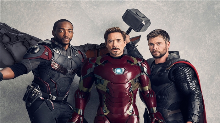 Falcon, Iron Man, and Thor from Avengers Infinity War 4K