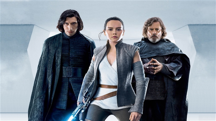 Kylo Ren, Rey, and Luke Skywalker from Star Wars The Last Jedi 4K
