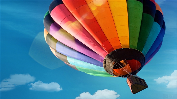 Colorful Hot Air Balloon in Blue Sky 4K