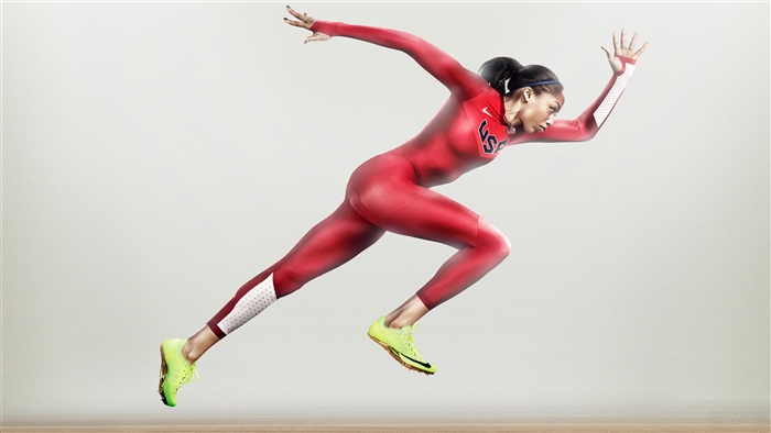 Nike Running Athlete Woman in Red Suit 4K