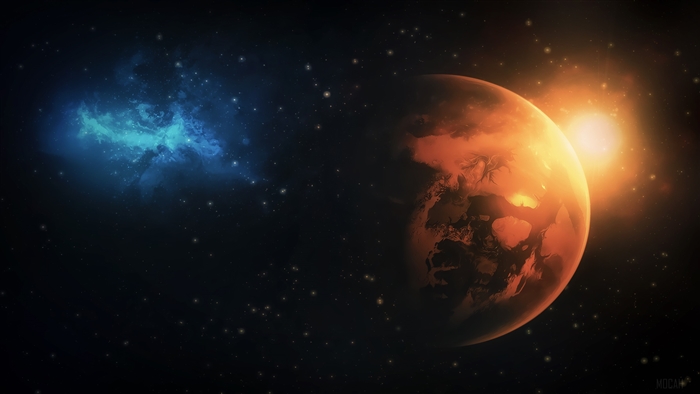 Planet and Nebula in Space 4K