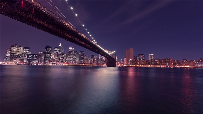 Brooklyn Bridge and Manhattan Skyline at Night 4K