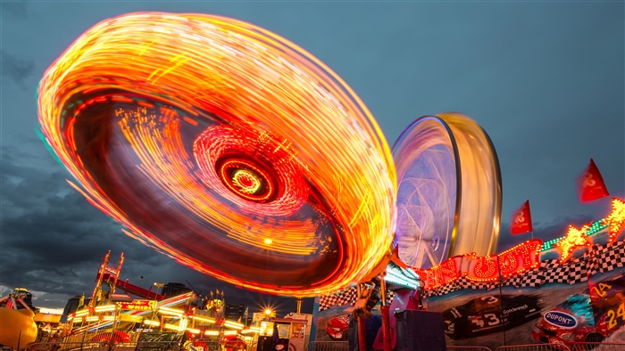 Calgary Stampede amusement ride at night