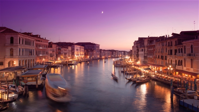 Venice Grand Canal at twilight 4K
