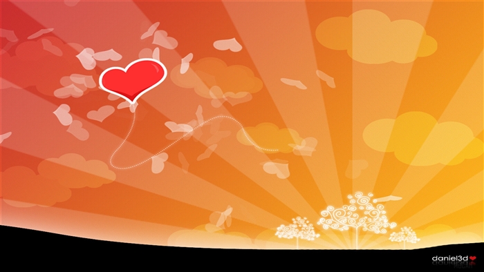 Red Heart Balloon Flying High 4K