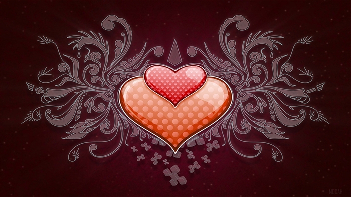 Two hearts with ornate floral design 4K