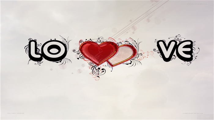 Love text with hearts 4K