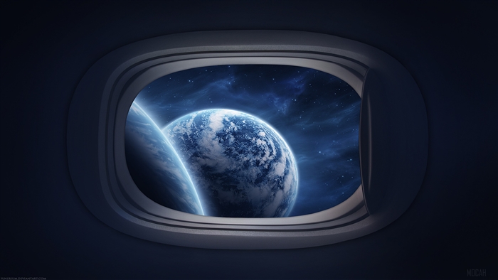 Space Window View of Earth and Moon