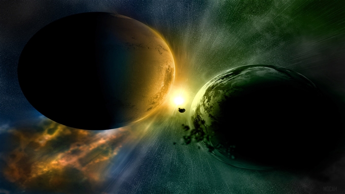 Planets colliding with a sun and a small spacecraft