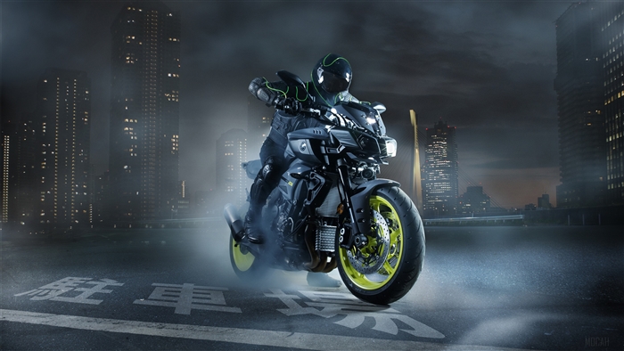2016 Yamaha MT-10 motorcycle in city at night