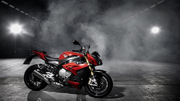 2014 BMW S1000R motorcycle in smoke