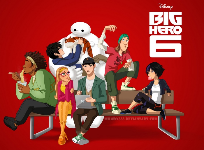 Big Hero 6 characters with Baymax