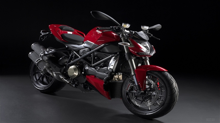Red Ducati Streetfighter motorcycle 4K