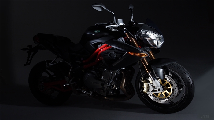 Black Benelli motorcycle with red frame