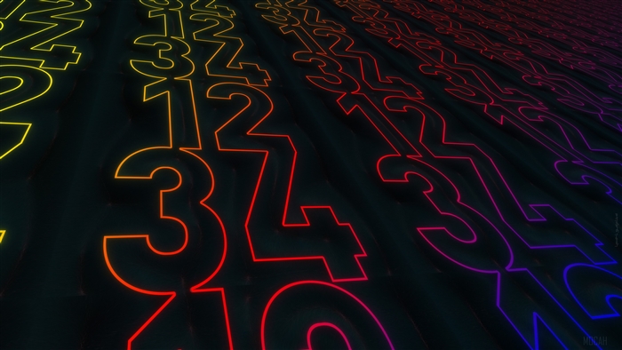 Numbers 1-4 in neon gradient