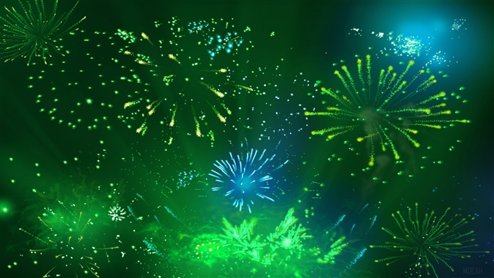Green Fireworks 4K