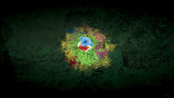 Abstract floral design with green textured background 4K