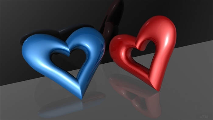 Blue and Red Hearts 4K