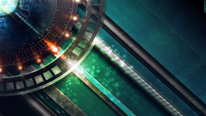 Abstract Mechanical Design with Glowing Elements 4K