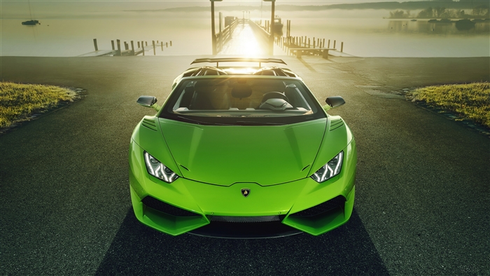 Green Lamborghini Huracan Spyder Novitec 4K