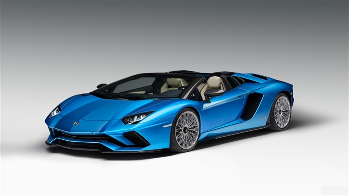 Blue Lamborghini Aventador S Roadster 4K