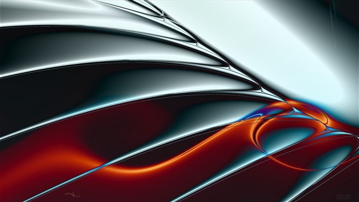 Abstract fractal art with red and blue elements