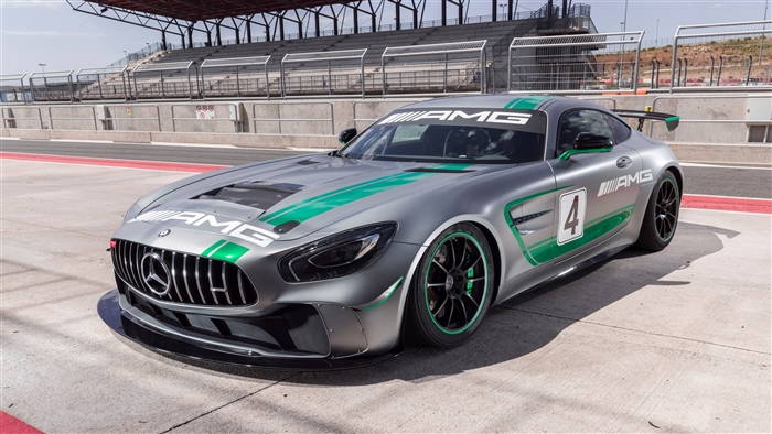 Mercedes-AMG GT4 race car with number 4
