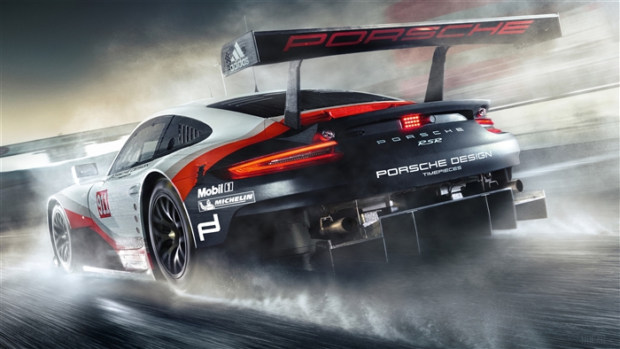 Porsche 911 RSR racing car on track