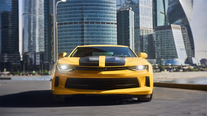 Yellow Chevrolet Camaro with Black Stripes
