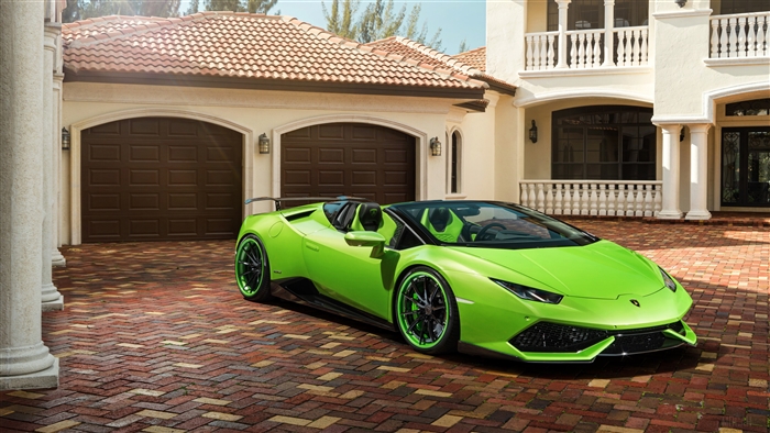 Green Lamborghini Huracan convertible 4K
