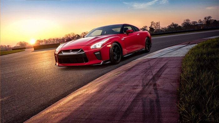 Red 2017 Nissan GT-R Track Edition on a Racetrack