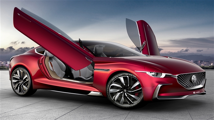 Red MG E-Motion Concept Car with Scissor Doors