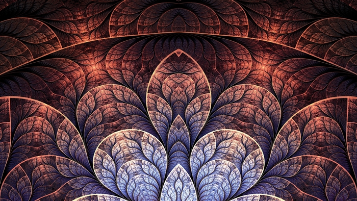 Fractal Design in Orange and Blue Hues 4K