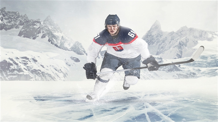 Ice Hockey Player in Snowy Mountains 4K