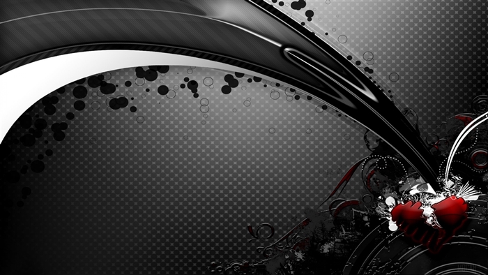 Abstract Black and Red Hearts 4K