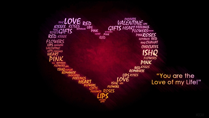 Heart shape made of love words 4K