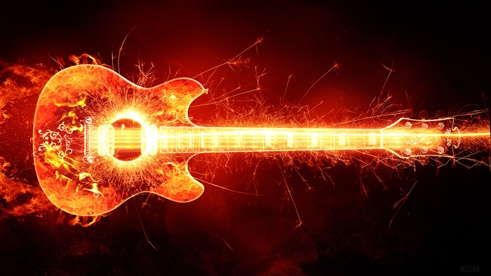 Fiery Electric Guitar in Blazing Flames 4K