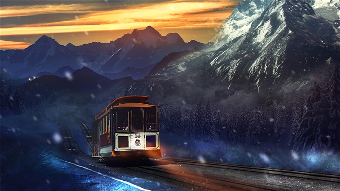 Train Journey Through Snowy Mountains 4K