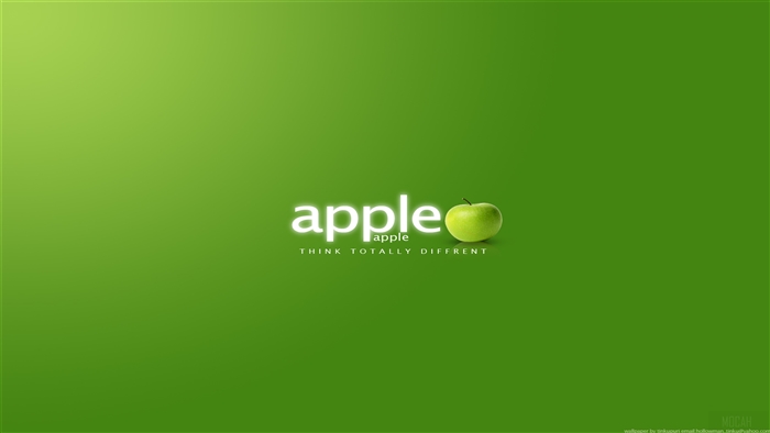 Apple logo with slogan and green apple